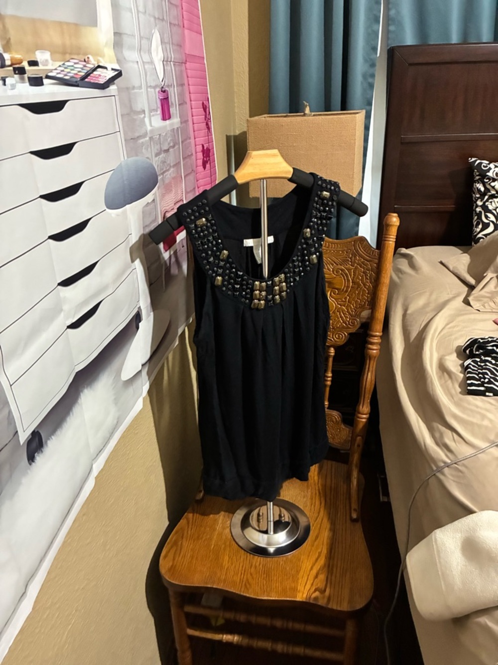 Design History Black Embellished Tank Top